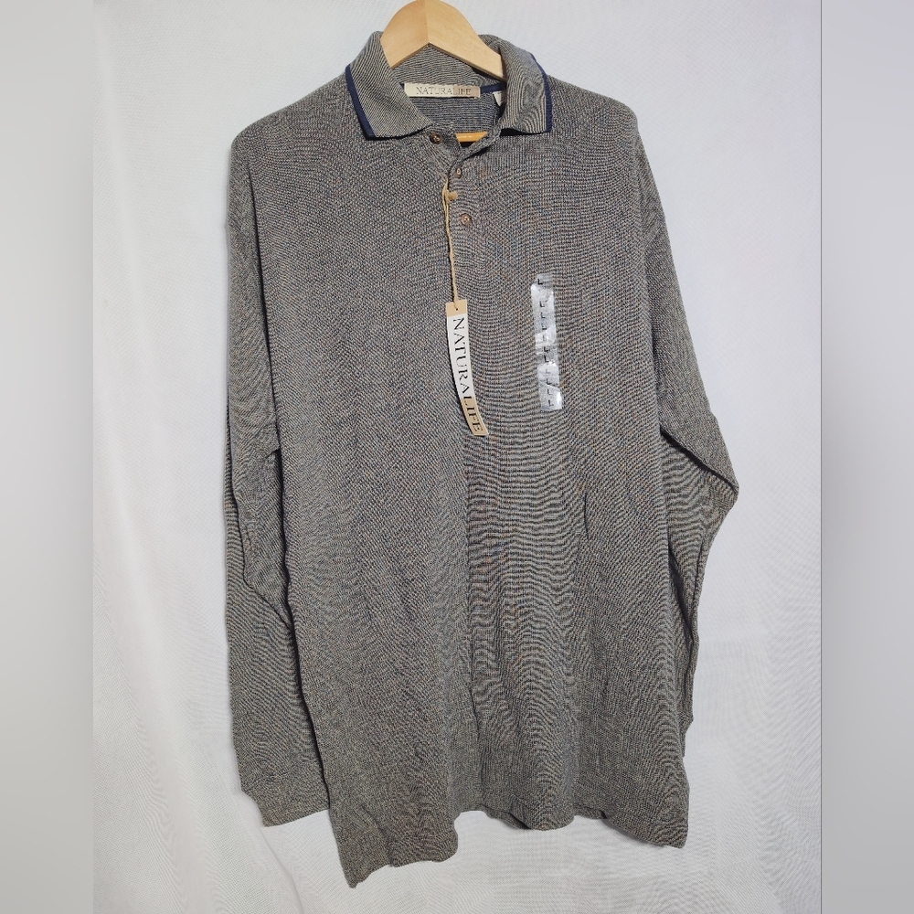 Natural Life Textured Long Sleeve Gray Shirt Sz L NWT